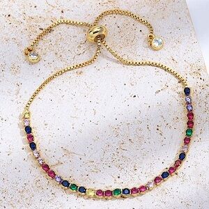 Gold Multicolor Gemstone Bracelet